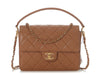 Chanel Medium Beige Quilted Caviar Top Handle Flap