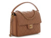 Chanel Medium Beige Quilted Caviar Top Handle Flap