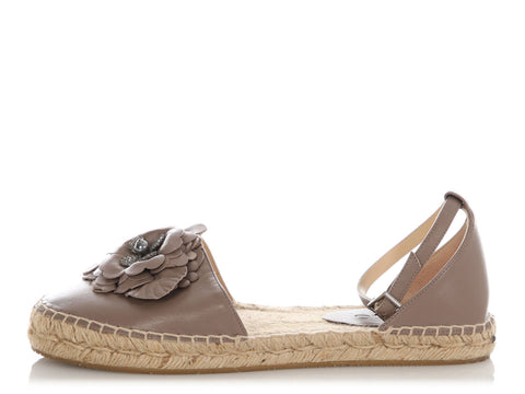 Jimmy Choo Taupe Flower Espadrilles
