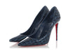 Christian Loubouin Navy Croc-Effect Kate 100 Pumps