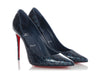 Christian Loubouin Navy Croc-Effect Kate 100 Pumps