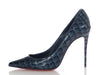 Christian Loubouin Navy Croc-Effect Kate 100 Pumps
