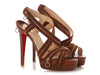 Christian Louboutin Cognac Suede Trailer 140 Zipper Heels