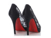 Christian Louboutin Black Satin Mesh Beaded Pumps