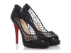Christian Louboutin Black Satin Mesh Beaded Pumps