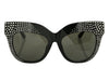 Linda Farrow Black Crystal Dunaway Cat Eye Sunglasses