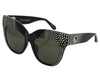 Linda Farrow Black Crystal Dunaway Cat Eye Sunglasses