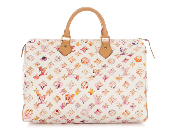 ルイビトン Louis Vuitton White Watercolor Aquarelle Speedy 35