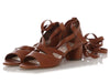 Miu Miu Brown Leather Ankle Wrap Sandals