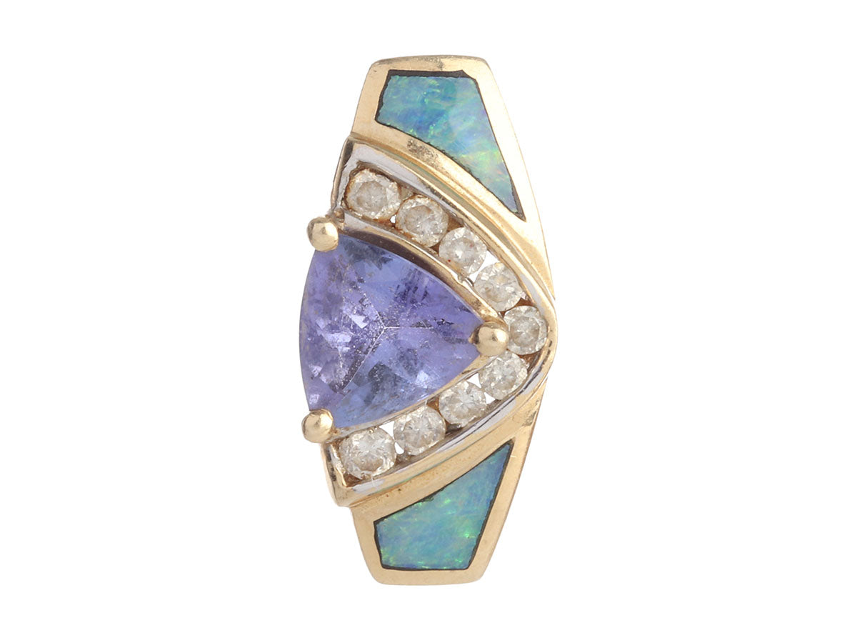 Le Vian 14K Yellow Gold Tanzanite, Fire Opal, and Diamond Pendant