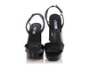 Prada Black Patent Ankle Wrap Platform Sandals
