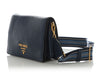 Prada Navy Daino Leather Shoulder Bag