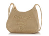 Prada Beige Raffia Crochet Shoulder Bag