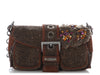 Prada Brown Ricamo Tweed and Crystal Flap