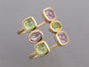 Jewelmak 14K Yellow Gold Amethyst and Peridot Open Ring