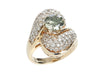 14K Yellow Gold Green Diamond Swirl Ring