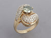14K Yellow Gold Green Diamond Swirl Ring