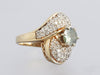 14K Yellow Gold Green Diamond Swirl Ring