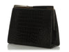 Ferragamo Black Alligator Frame Clutch