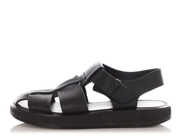 the row    Fisherman Sandal レザー THE ROW Fisherman woven textured-leather sandals | NET-A-PORTER