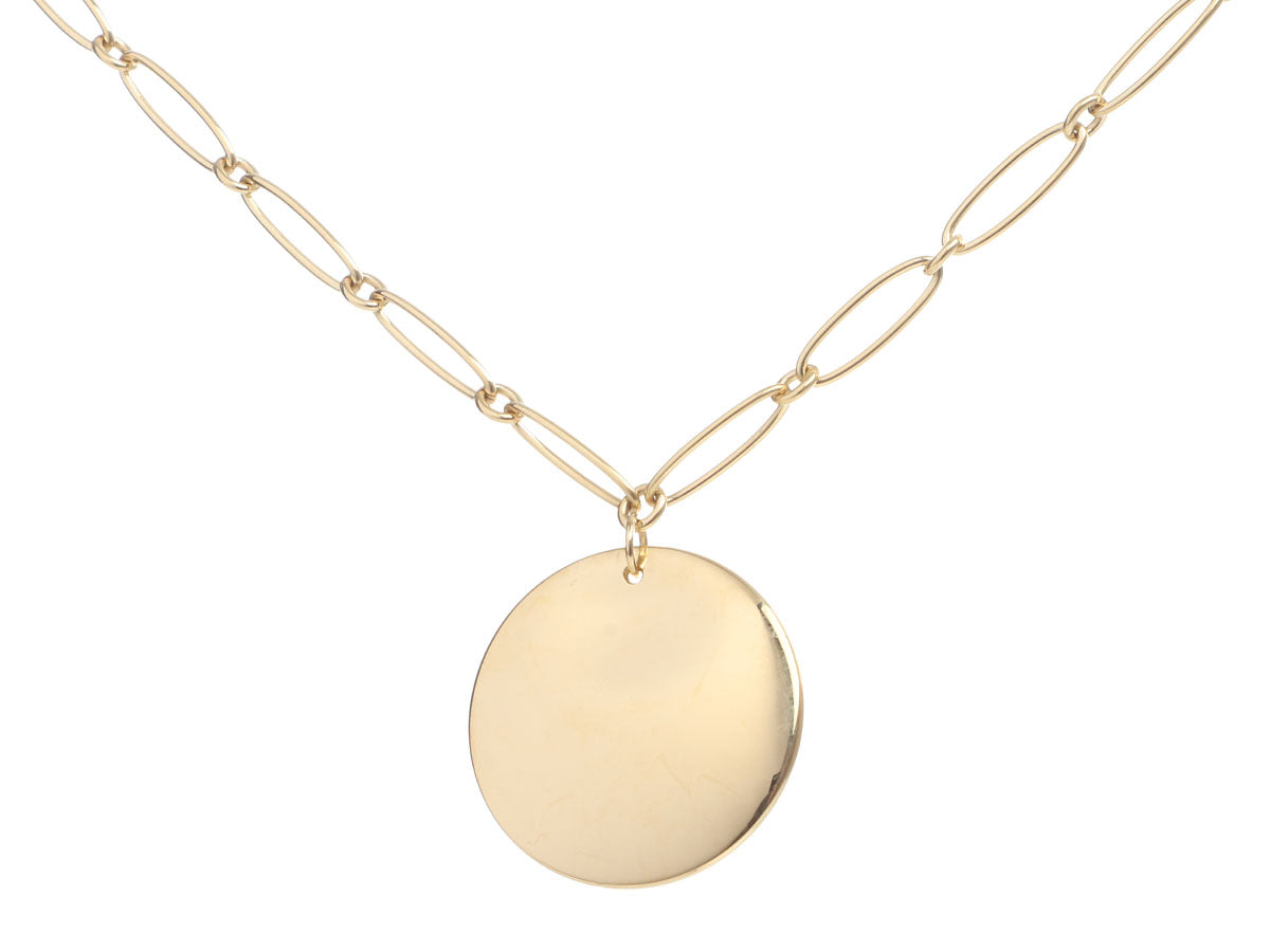 Tiffany 
Co. Elsa Peretti 18K Yellow Gold Round Disc Pendant Necklace