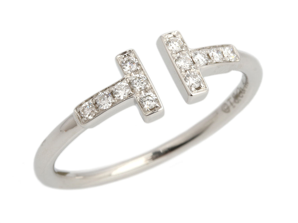 Tiffany & Co. 18K White Gold Diamond Tiffany T Wire Ring