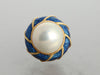 Tiffany & Co. Vintage 18K Yellow Gold Blue Enamel and Mabe Pearl Earrings