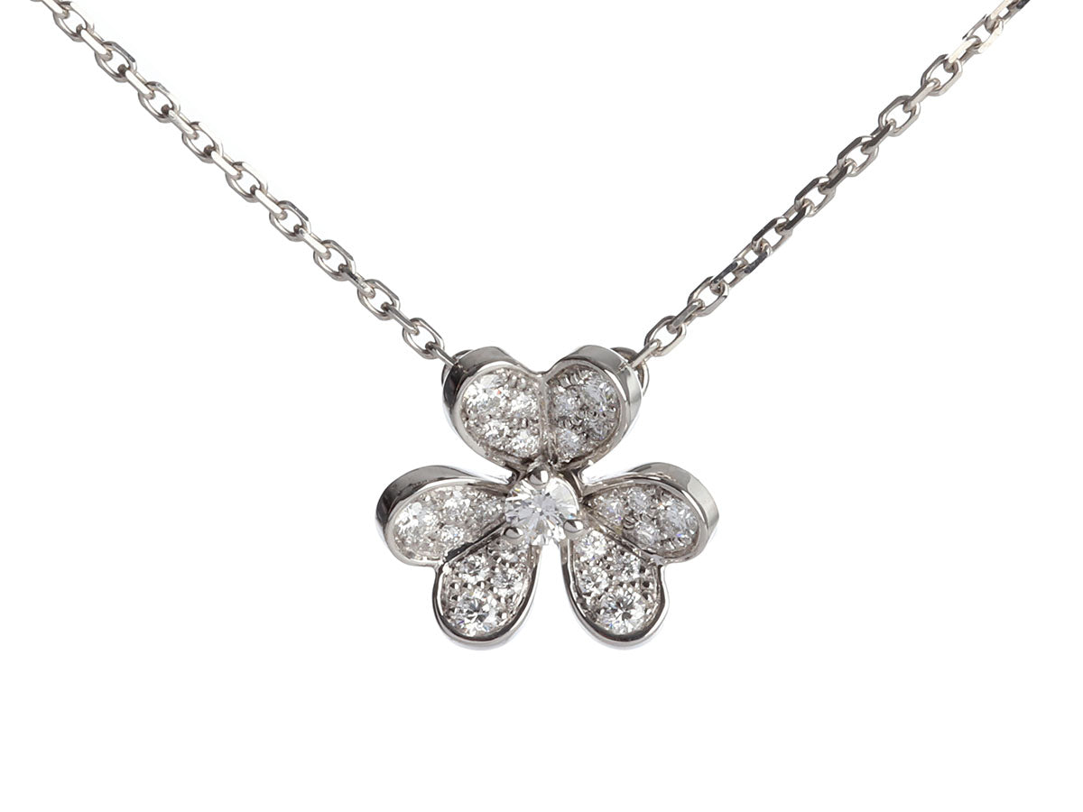 Van Cleef 
Arpels 18K White Gold Diamond Mini Frivole Necklace