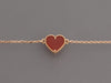 Van Cleef & Arpels 18K Rose Gold Carnelian Sweet Alhambra Heart Bracelet