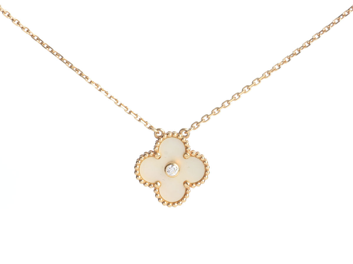 Van Cleef 
Arpels 18K Yellow Gold MOP Vintage Alhambra 2018 Holiday Pendant Necklace