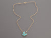 Van Cleef & Arpels 18K Yellow Gold Turquoise Two Butterfly Pendant Necklace