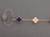 VCA 18K Yellow Gold Diamond and Blue Sèvres Porcelain Vendôme Vintage Alhambra 50th Anniversary Bracelet