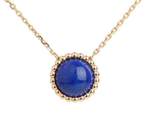 Van Cleef Arpels 18K Yellow Gold Lapis Perlée Couleurs Pendant Neckl