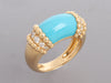 Van Cleef & Arpels 18K Yellow Gold Diamond and Turquoise Perlée Couleurs Ring