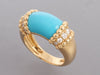 Van Cleef & Arpels 18K Yellow Gold Diamond and Turquoise Perlée Couleurs Ring