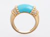 Van Cleef & Arpels 18K Yellow Gold Diamond and Turquoise Perlée Couleurs Ring