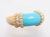 Van Cleef & Arpels 18K Yellow Gold Diamond and Turquoise Perlée Couleurs Ring