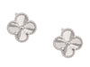 Van Cleef & Arpels 18K White Gold Vintage Alhambra Guilloché Pierced Earrings