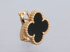 Van Cleef & Arpels 18K Yellow Gold Onyx Vintage Alhambra Pierced Earrings