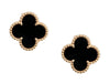 Van Cleef & Arpels 18K Yellow Gold Onyx Vintage Alhambra Pierced Earrings