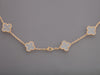 Van Cleef & Arpels 18K Yellow Gold Rock Crystal 20-Motif Vintage Alhambra Necklace