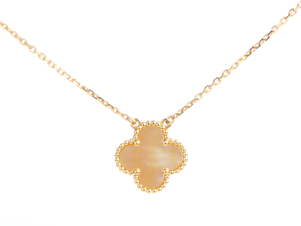 Van Cleef 
Arpels LE 18K Yellow Gold MOP Princess Grace Vintage Alhambra Pendant Necklace