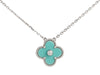 Van Cleef & Arpels 18K White Gold Green Celadon and Diamond 2022 Holiday Vintage Alhambra Necklace