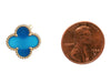 Van Cleef & Arpels 18K Yellow Gold Blue Agate Vintage Alhambra Earrings