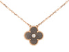 Van Cleef & Arpels 18K Rose Gold Silver Obsidian 2023 Holiday Vintage Alhambra Necklace
