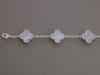 Van Cleef & Arpels 18K White Gold Chalcedony 5-Motif Vintage Alhambra Bracelet