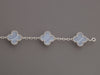 Van Cleef & Arpels 18K White Gold Chalcedony 5-Motif Vintage Alhambra Bracelet