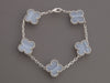 Van Cleef & Arpels 18K White Gold Chalcedony 5-Motif Vintage Alhambra Bracelet