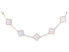 Van Cleef & Arpels 18K White Gold Chalcedony 5-Motif Vintage Alhambra Bracelet