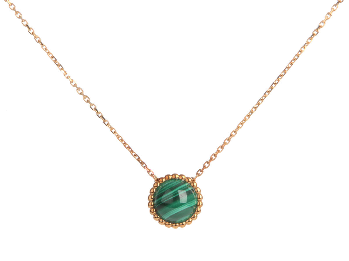 Van Cleef 
Arpels 18K Yellow Gold Malachite Perlée Couleurs Pendant Necklace